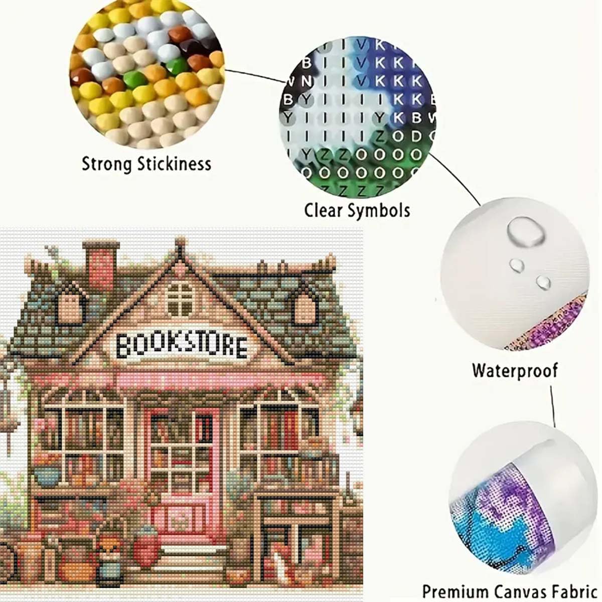 5D Diamond Painting Kits for Adults, Book Store Diamond Art Painting Kits for Beginner, DIY Full Round Drill Diamond Dots Gem Craft for Adults for Home Wall Decor13.8x13.8 inch GEMFAMILY