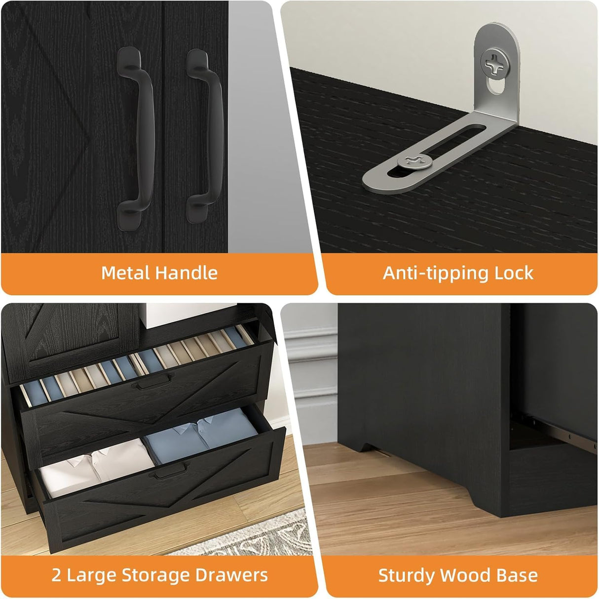 UZUGUL Armoire Wardrobe Closet with Mirror and 2 Drawers, 72''H Bedroom Armoire Wardrobe Cabinet with Hanging Rod and Light,Wooden Bedroom Closet with Adjustable Shelf UZUGUL