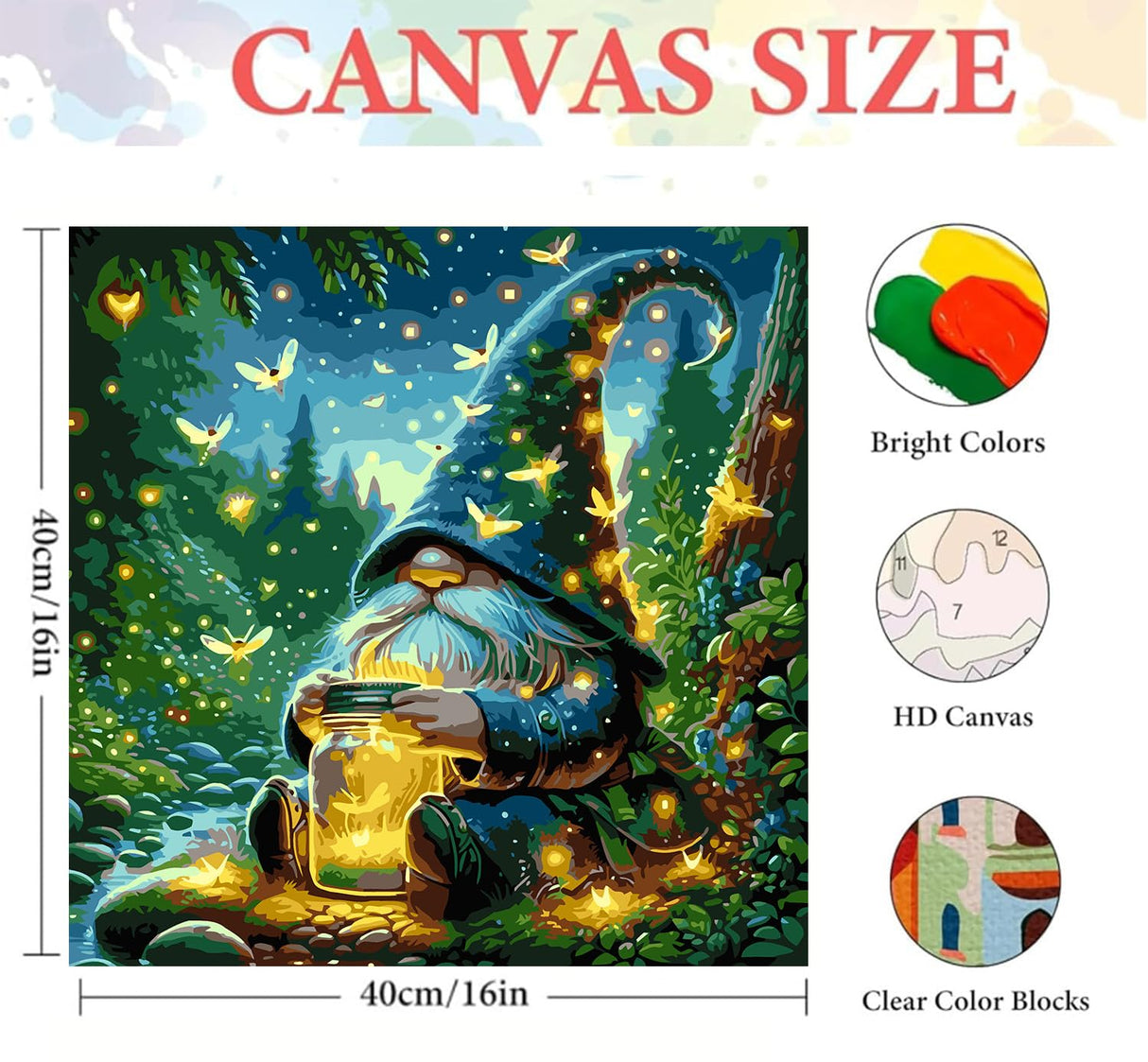 igoodom Paint by Numbers Kit for Adults – Gnome Adult Paint-by-Number on Canvas, DIY Acrylic Painting Set for Home Decor, 16x16in igoodom