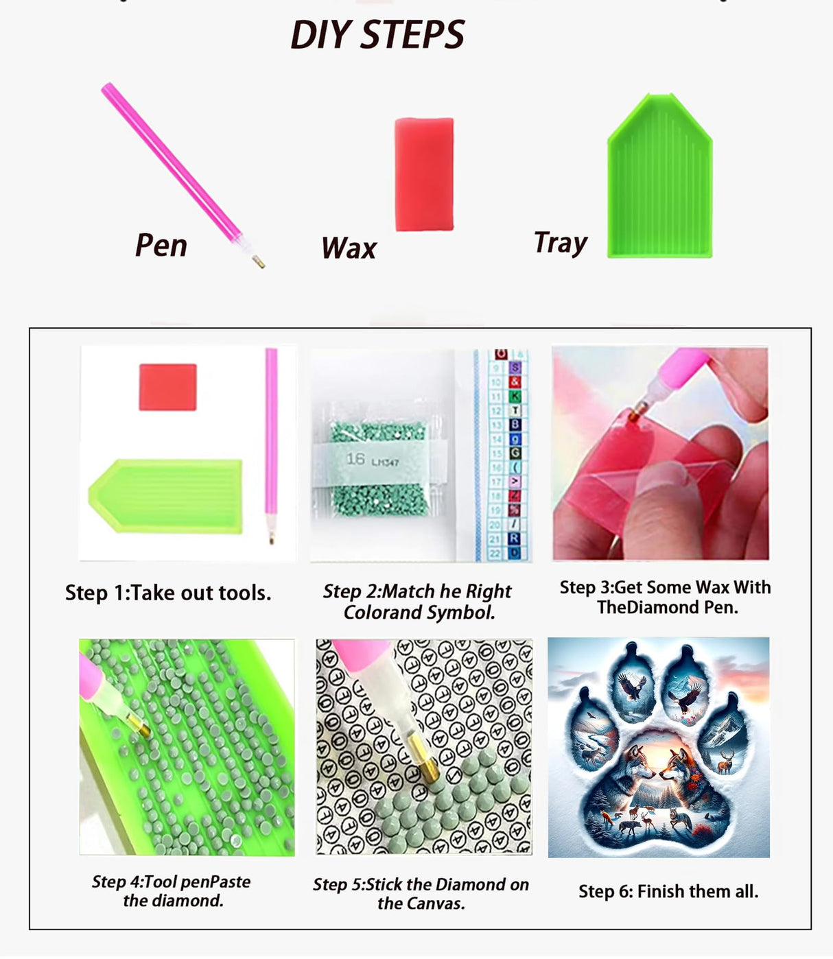 APTDYIGL 5D Winter Wolf Diamond Painting Kits for Adults Beginner,DIY Animal Diamond Art Kits for Adults,Round Full Drill Diamond Dots with Gem Art Kits,Home Wall Decor 13.7X13.7inch APTDYIGL