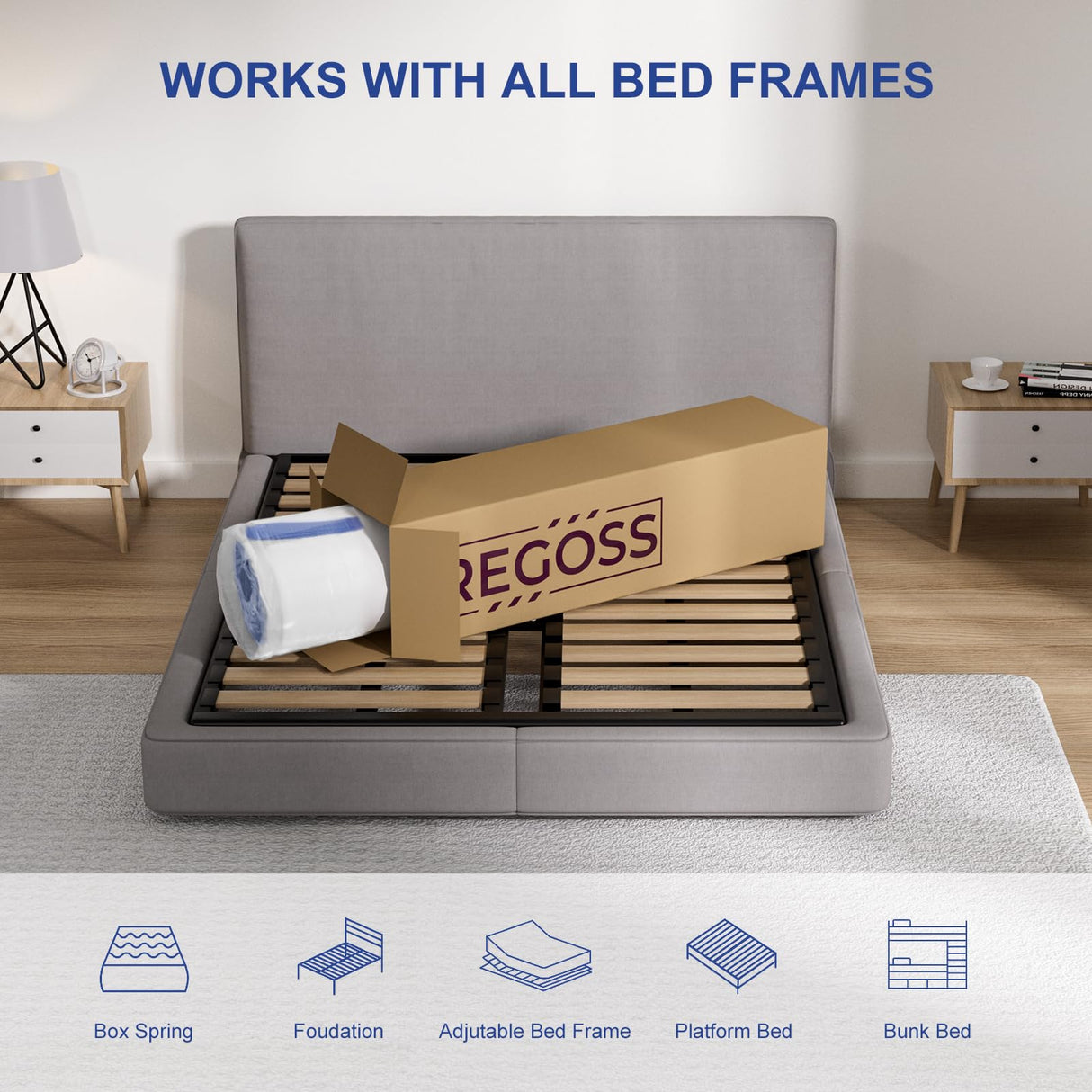 REGOSS Twin Mattress, 10 Inch Twin Mattress Hybrid, Twin Size Mattress in a Box with Memory Foam & Individual Pocket Spring, Twin Mattress Medium Soft Feel Motion Isolation for Pressure Relief REGOSS