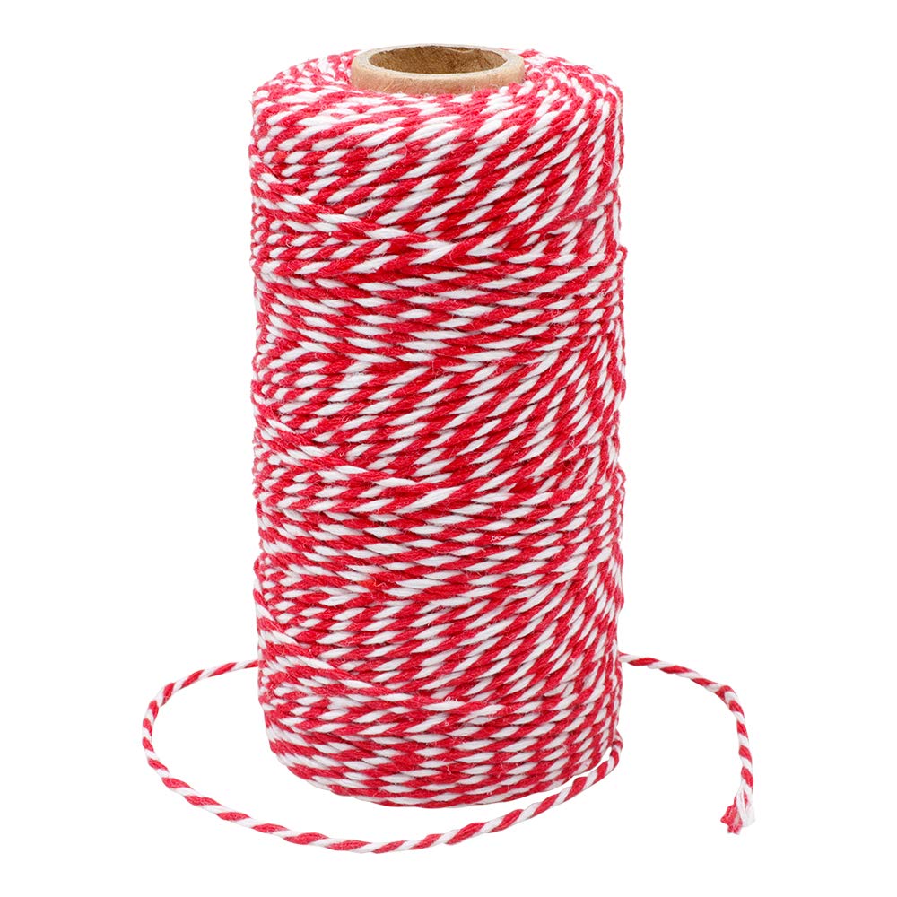 G2PLUS Christmas String,Gift Wrapping String,2MM White and Red Twine String,328Feet Cotton Natural String Butchers Twine for Gift Packaging,Baking,DIY Arts & Crafts G2PLUS
