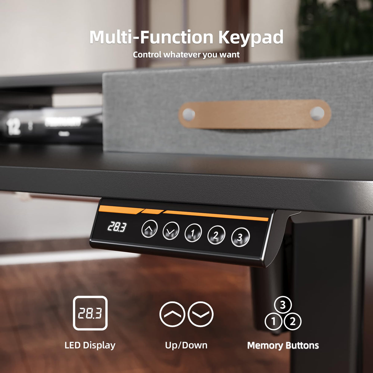 Seang Electric Standing Desk with 2 Drawers, Adjustable Standing Desk with Storage Shelf, Height Adjustable Stand up Desk for Home Office with 3 Presets & 2 Hooks,48 Inch, Black Seang