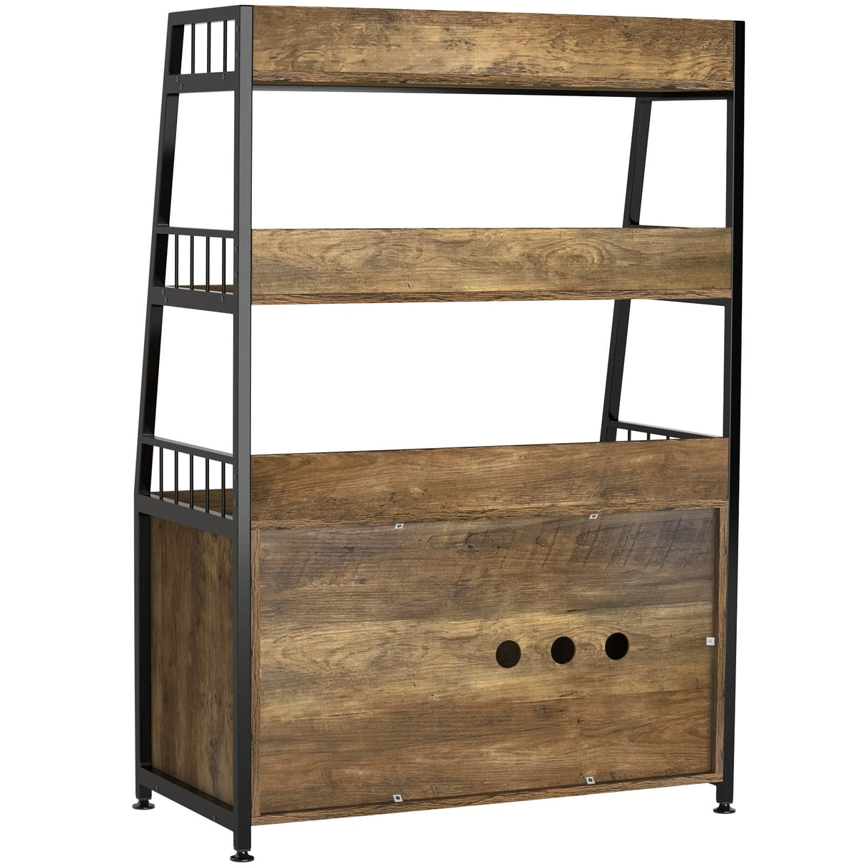 GDLF Large Hidden Cat Litter Box Enclosure Furniture with Shelf Wood Sturdy Cat Washroom Storage with Scratch, Light Brown GDLF