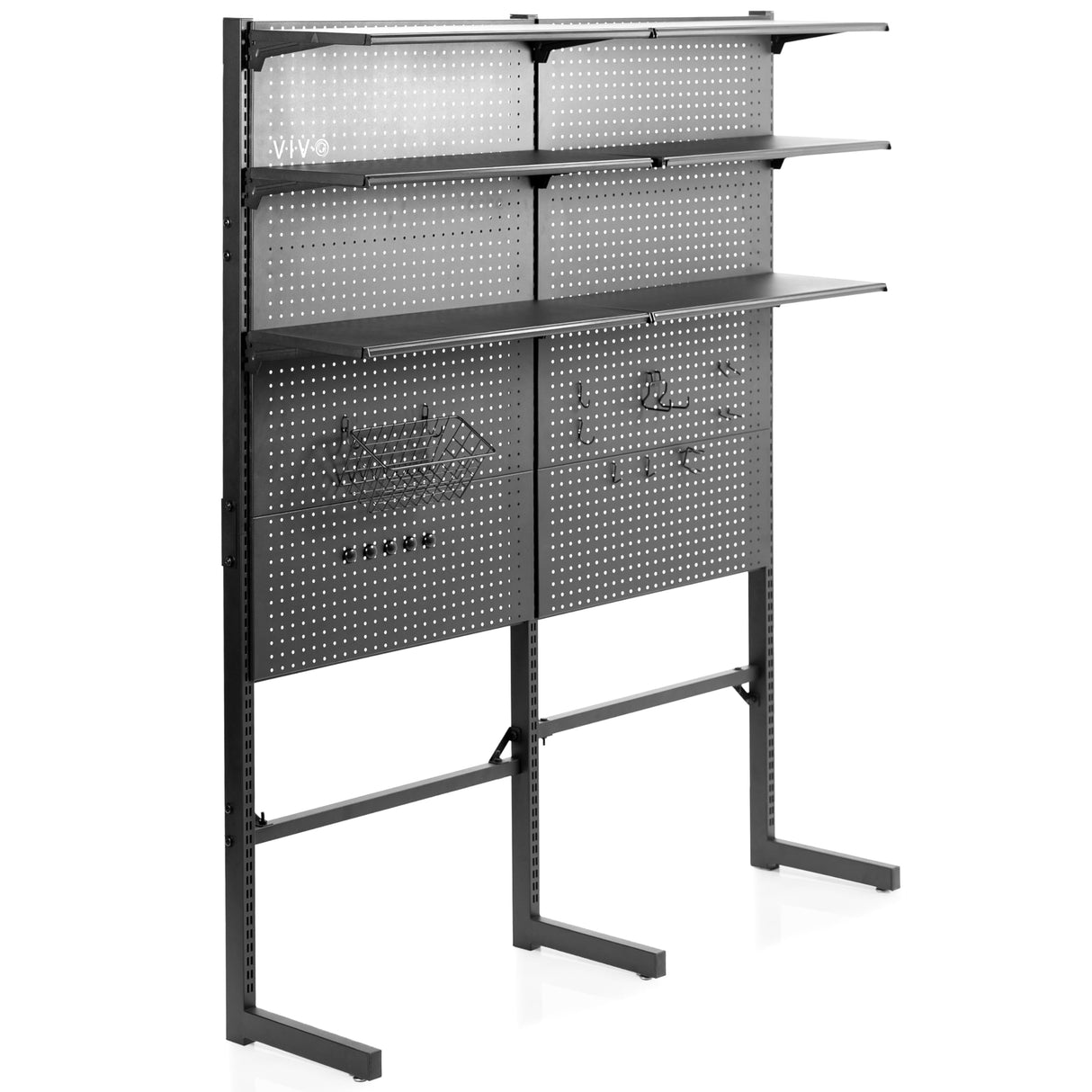 VIVO Freestanding Modular Steel Pegboard System, 74 inch High Magnetic Accessory Organizer for Home and Office, Black, PP-2-PB058 VIVO
