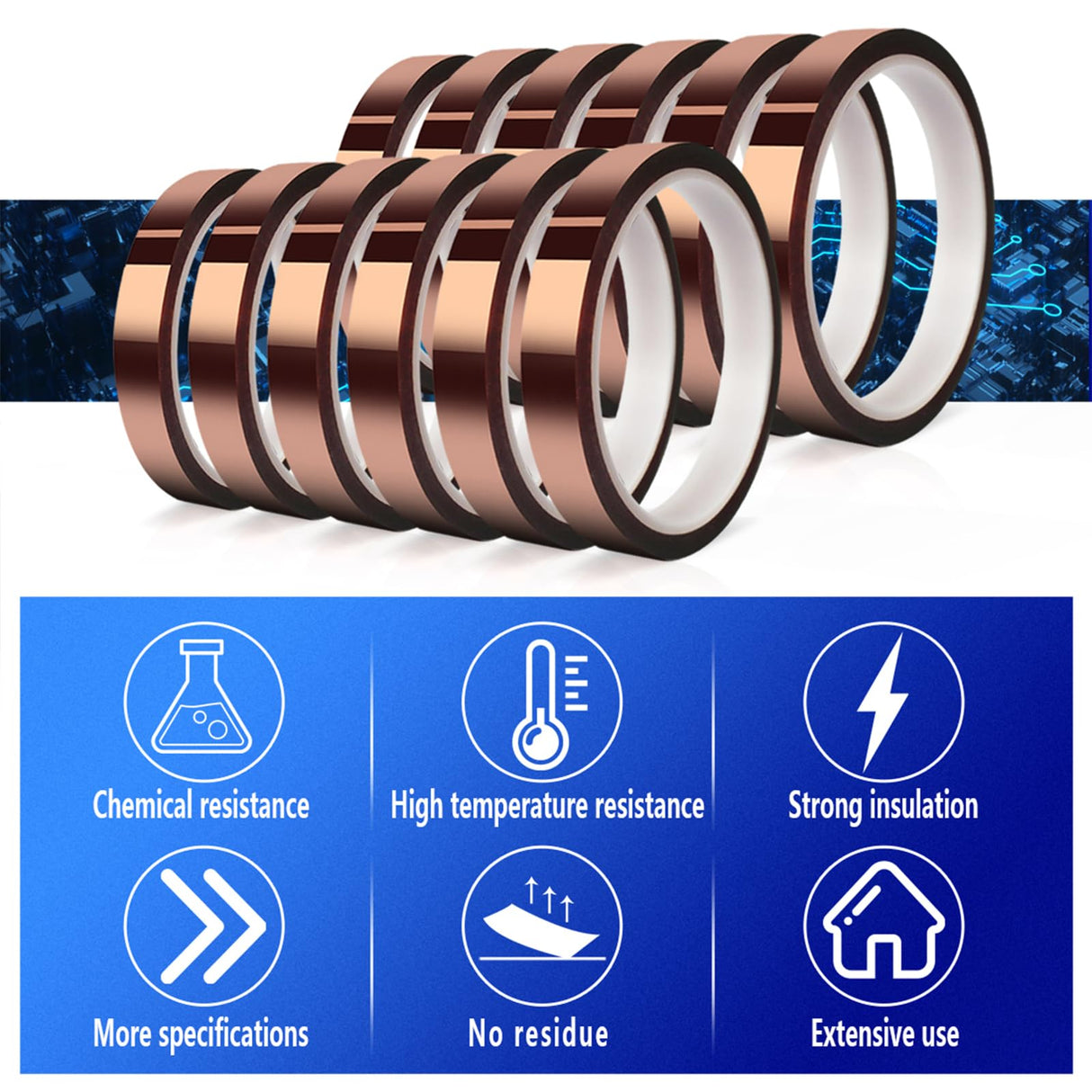 MEBMIK Heat Tape for Sublimation Transfer, Heat Resistant, Adhesive Transfer Tape, Thermal, No Residue, 12 Rolls 10mm x33m(108ft) MEBMIK