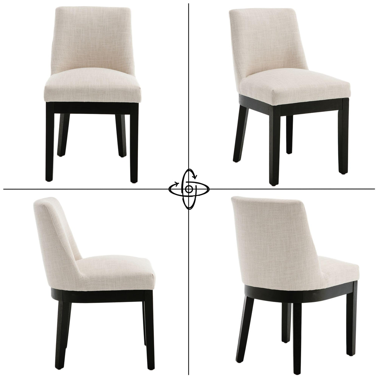 Kitchen & Dining Room Chairs Set of 6 Farmhouse Wingback Kitchen Chairs Modern Linen Fabric Upholstered Dining Chairs with Black Wood Legs, 18’’ Wide Accent Side Chairs for Living Room/Bedroom, Beige HNY