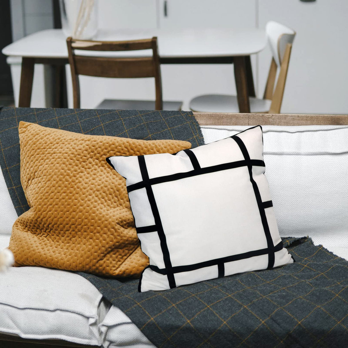 MAIKESUB 4 Pcs Sublimation Blank Lattice Pillow Cases Cushion Cover Throw Pillow Covers for Sublimation Printing15.7 x 15.7 Inch with Invisible Zippers DIY No Pillow Insert13 Panel MAIKESUB