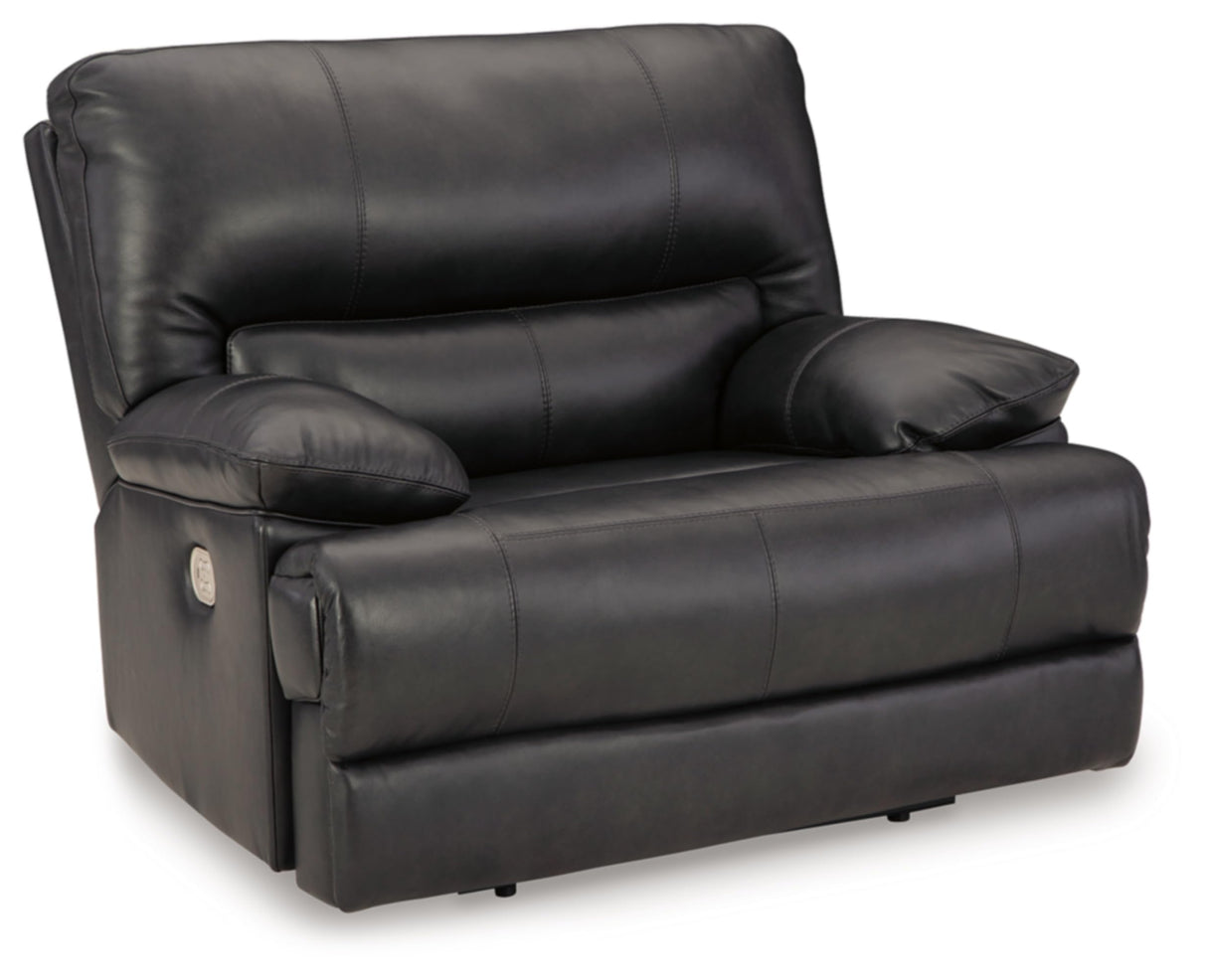 Signature Design by Ashley Mountainous Modern Leather Match Wall Hugger Power Recliner with Adjustable Headrest and USB Ports, Black Signature Design by Ashley