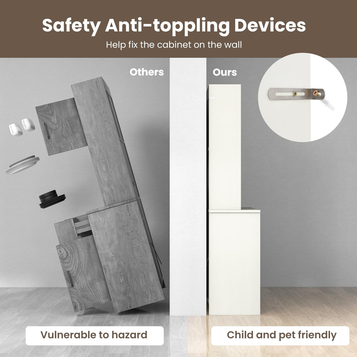 Giantex 71" Buffet Hutch Cabinet with Power Outlet, Kitchen Hutch Sideboard, Buffet Pantry on Island, Wood Kitchenware Server with Drawer, Shelf and Storage Cabinet (White & Walnut) Giantex