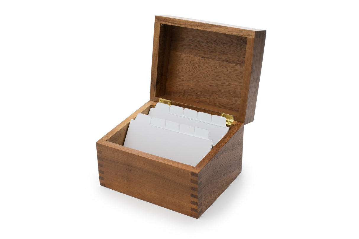 Ironwood Gourmet Acacia Wood Recipe Box with Divider Tabs, 2 Compartment, Single Ironwood Gourmet