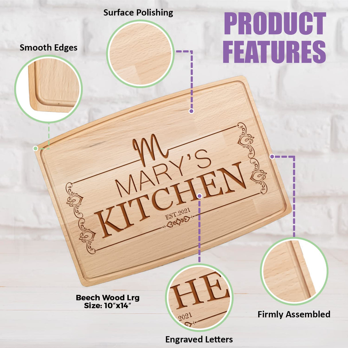 Tayfus Personalized Cutting Boards, Custom Engraved Wooden Kitchen Board, Solid Wood Handmade Cutting Board - Customizable Name And Date - Gift for Tayfus