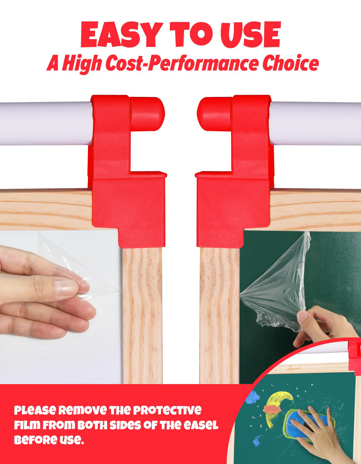 JOYOOSS Kids Wooden Easel with Paper Roll - Adjustable Magnetic Double Sided Drawing Board Whiteboard & Chalkboard Dry Easel Board,Children Art Easel for 3~12 Years Kids Boys Girls Painting Drawing Joyooss