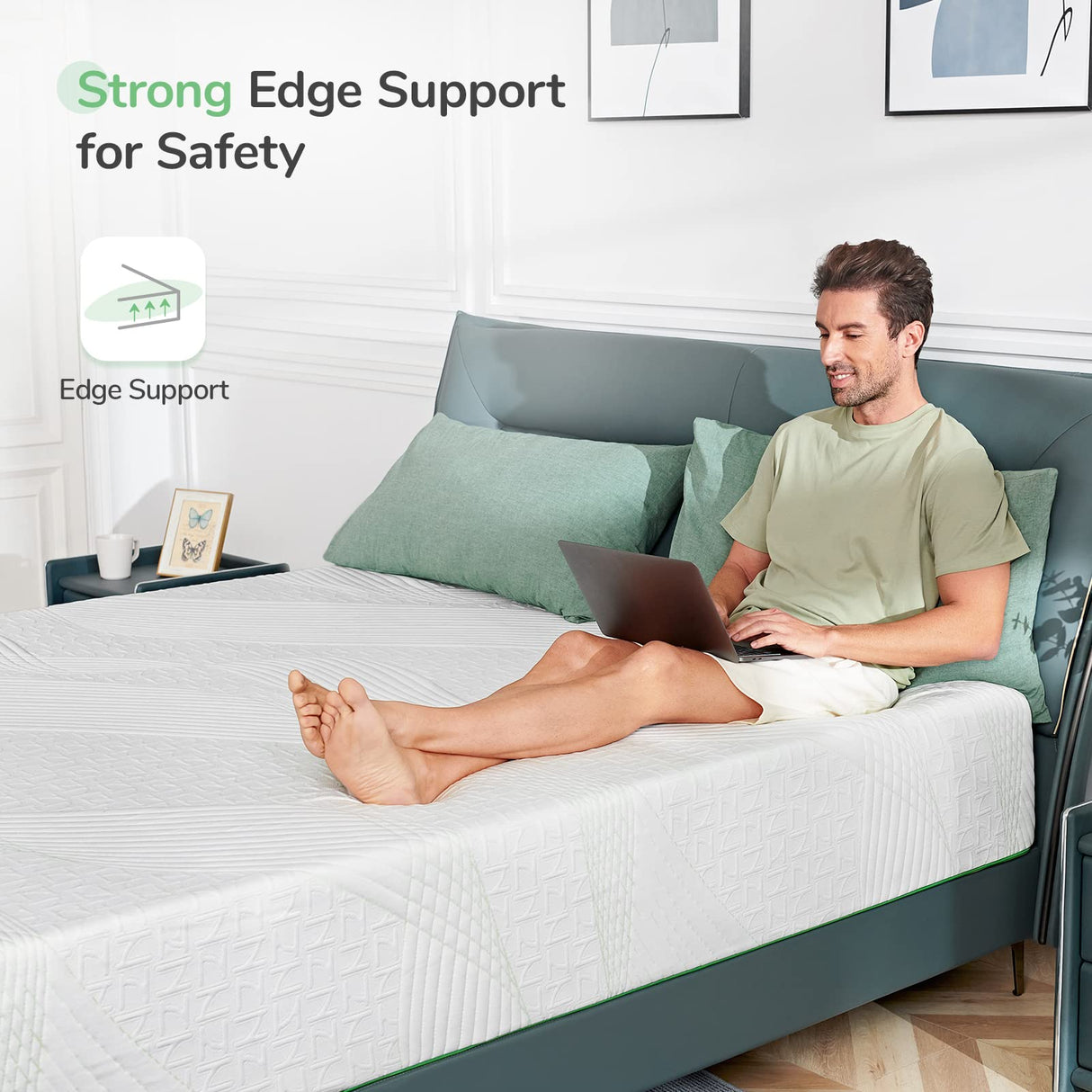 Novilla Queen Mattress, 10 Inch, Cooling Gel Memory Foam, Medium Firm, White Novilla