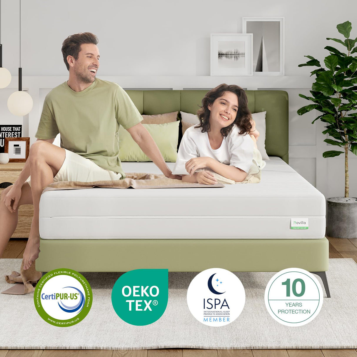 Novilla Queen Size Mattress, 8 Inch Foam Mattress in a Box, Double Side Sleep Queen Mattress with Breathable Fabric Cover for Back & Side Sleeper, Flippable Mattress with Tight Top Novilla