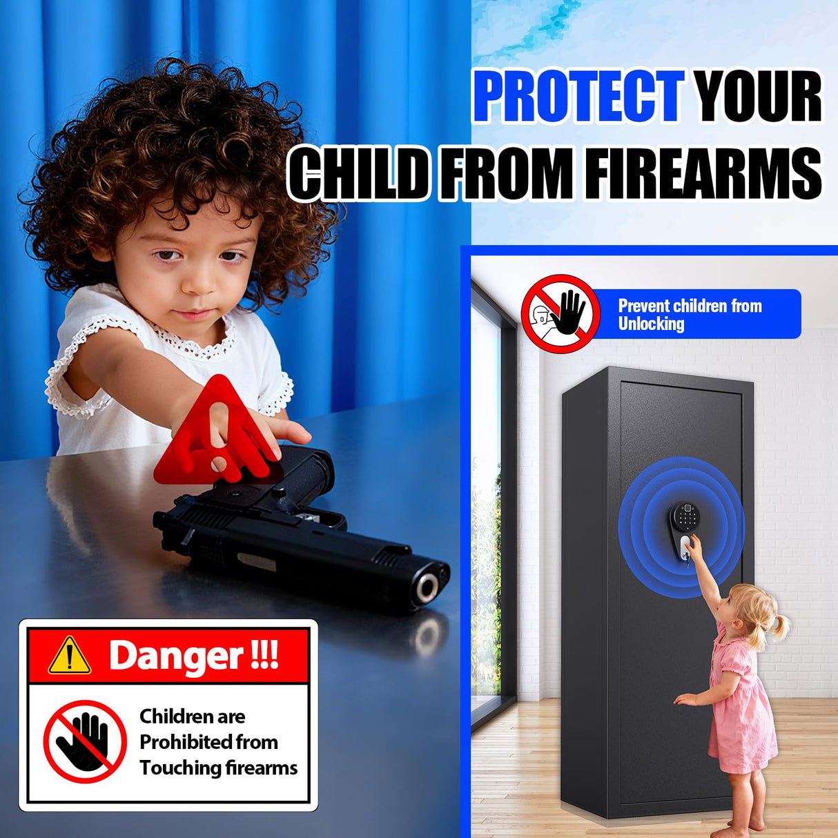 TXTDPL 14-18 Gun Safe,Gun Safe Biometric Fingerprint Fireproof,Quick Access Gun Cabinets for Rifles and Shotguns with Removable Shelves,Easy Assembly,Led Light (57" H X 17.7" W X15.7 D) TXTDPL