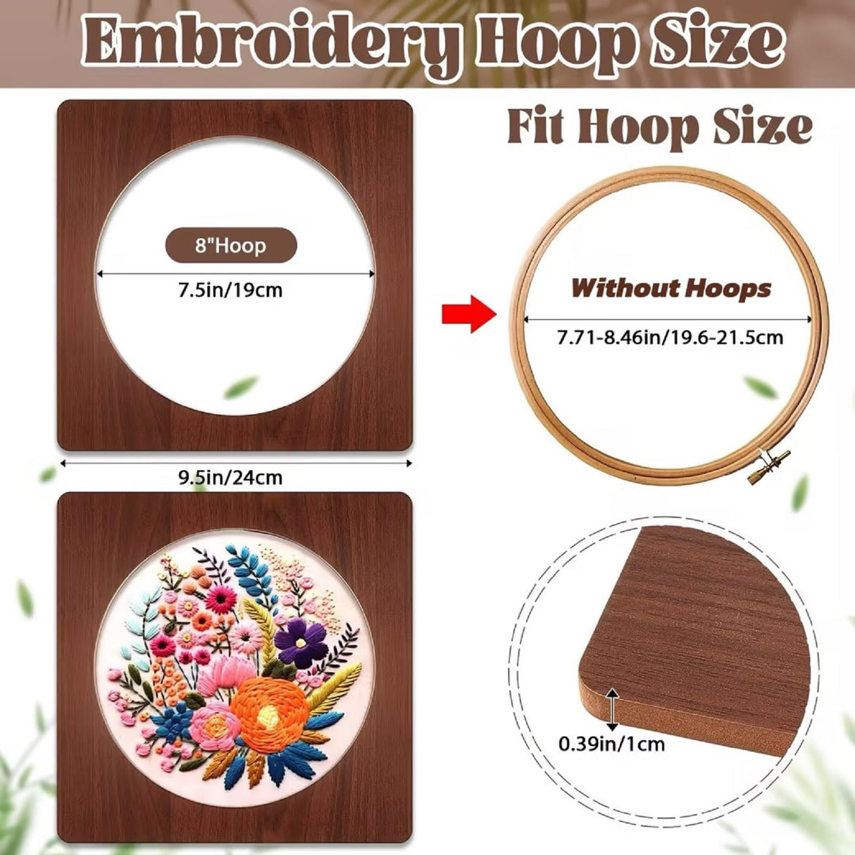 Wenqik 6 Pcs Wood Embroidery Hoop Frame Set 8 Inch Embroidery Hoops Wood Display Frame for Finished Cross Stitch or DIY Art Craft Sewing Ornaments (Without Hoops)(Square) Wenqik