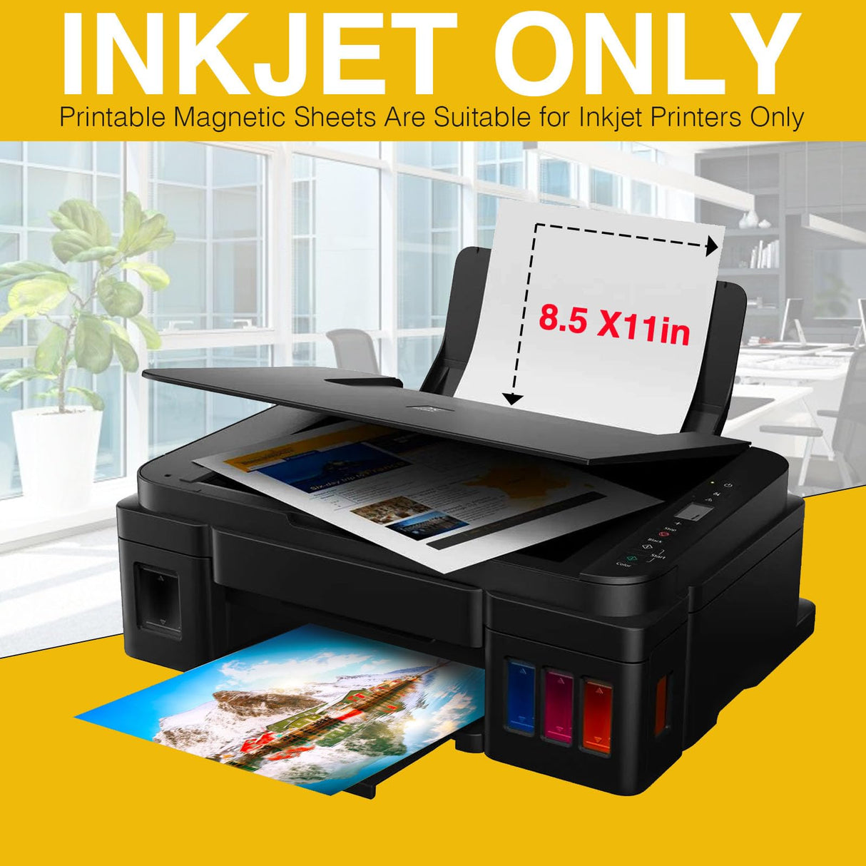 JINGZHAN Printable Magnet Sheets Non Adhesive,8.5 X11 Inches for Inkjet Printers,10 Sheets Matte Cuttable Magnetic Paper,12mil Thickness DIY Flexible Magnet Photos JINGZHAN