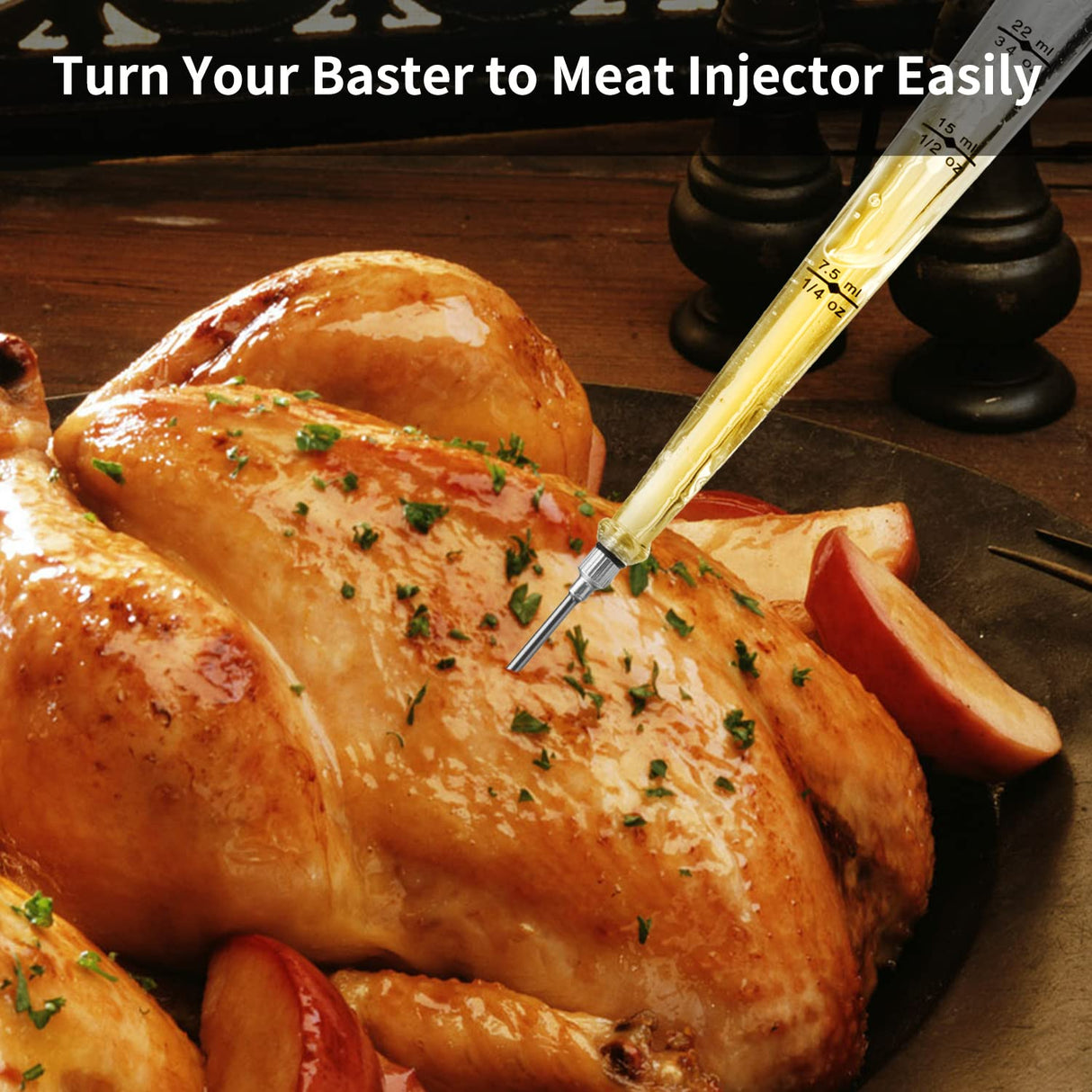 DIMESHY Turkey Baster Food Grade for Cooking & Basting, Detachable Round Bulb, Baster Cooking Good for Meat Poultry Beef Chicken, with Cleaning brush, inject needle, Basting brush(red) DIMESHY