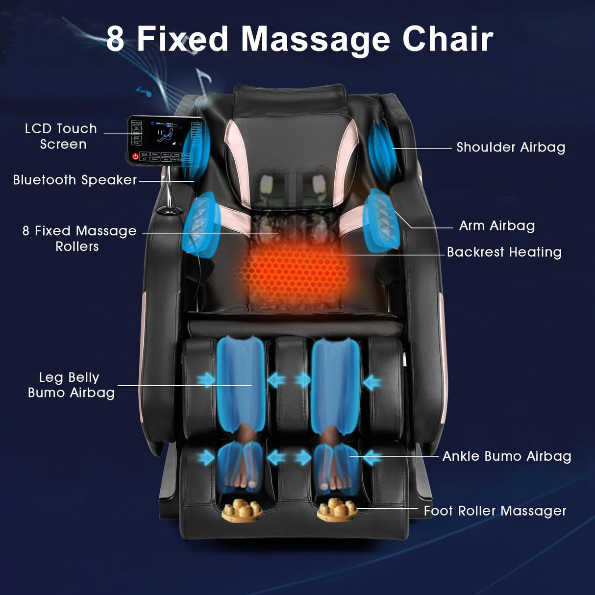 Artist hand Massage Chair Full Body, Zero Gravity Massage Chair Shiatsu Massage Recliner with 5 Auto Modes, Back & Upper Legs Heating, Built-in Speakers, Calfrest Extension, Airbags, Foot Rollers Artist hand