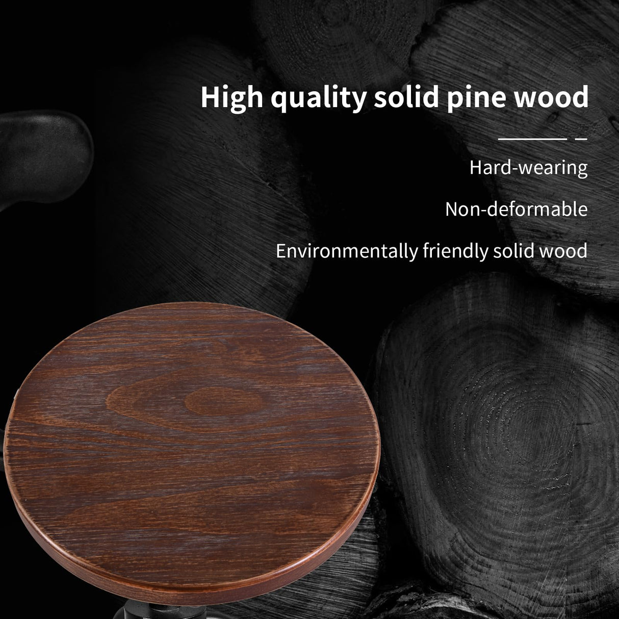 LOKKHAN Vintage Industrial Bar Stool-Rustic Swivel Bar Stool-Round Wood Metal Stool-Kitchen Counter Height Adjustable Pipe Stool-Cast Steel Stool 20-27 Inch (Set of 2) LOKKHAN