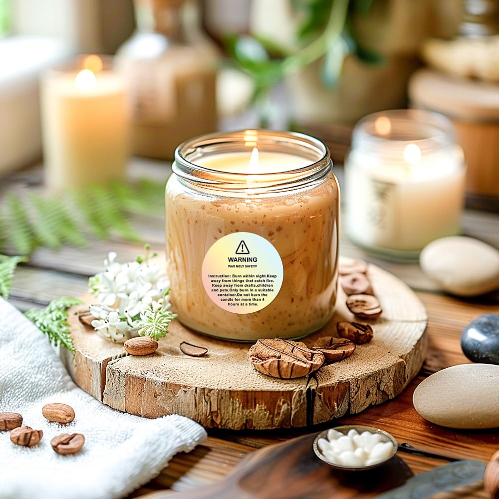 Candle Warning Labels, Candle Labels for Candle Making, 240Pcs Candle Warning Stickers Wax Melt Warning Labels Candle Stickers Warning Labels for Candle Making Candle Making Kit Candle Making Supplies OZOSHINE