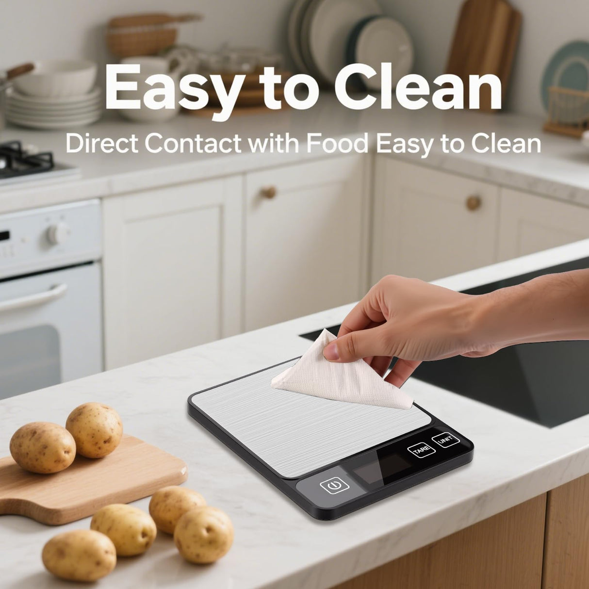 YONCON Food Scale – 10kg/22lb Digital Kitchen Scale with Precision Weighing, Perfect for Baking, Cooking, Meal Prep & Weight Loss, LCD Display, Easy-Clean Stainless Steel, Tare & Unit Conversion Yoncon