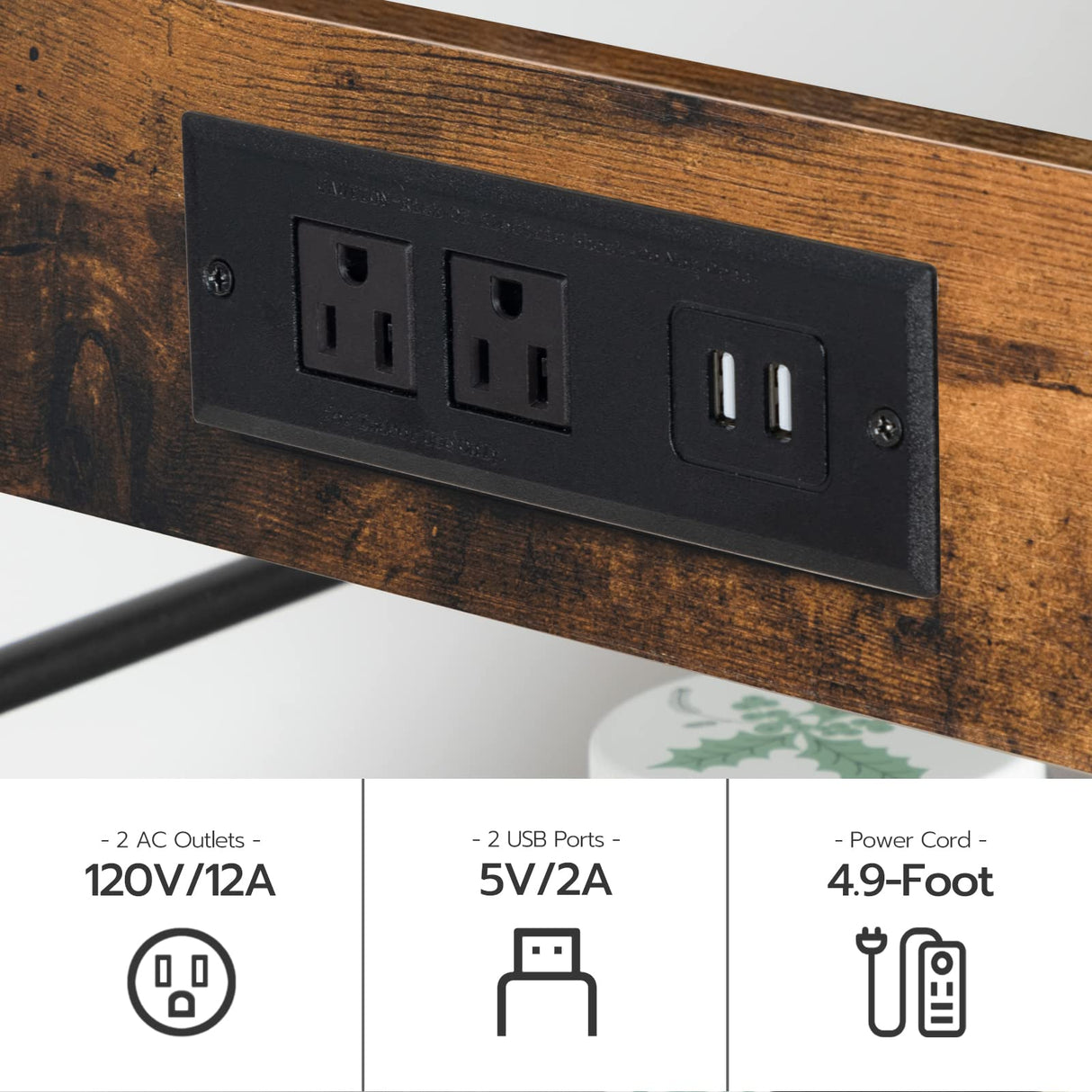 HOOBRO Kitchen Island with Storage, Kitchen Island Table with Power Outlet, 3 Tier Coffee Station and Microwave Stand, for Home, Kitchen and Dining Room, Rustic Brown BF021ZD01 HOOBRO