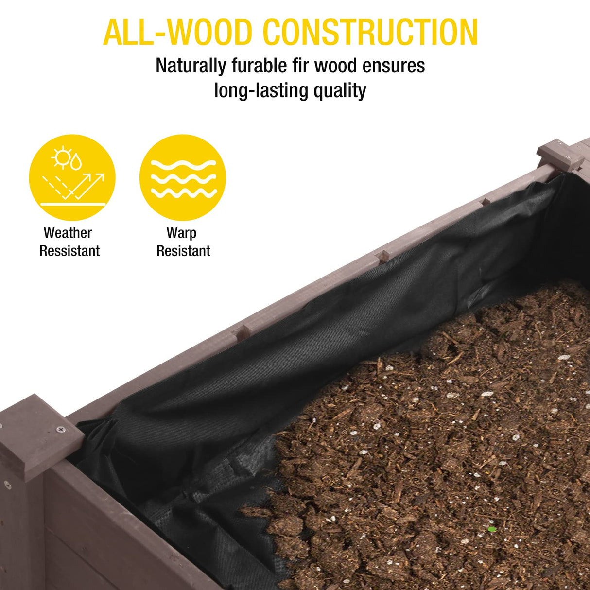 Aivituvin 52.7x22x30in Raised Garden Bed, Elevated Wood Planter Box Stand for Outdoor Gardening, Liner Included, 230lbs Capacity Aivituvin