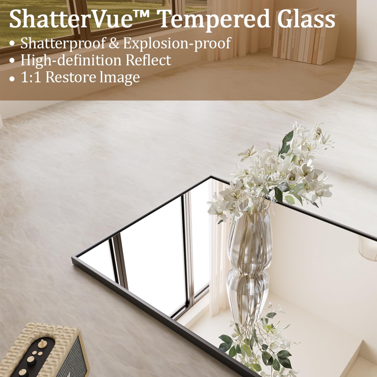 Koonmi Large Mirrors for Wall, 65"x24" Full Length Mirror with Stand, Full Body Mirror with Aluminum Alloy Frame, Hanging or Leaning Against Wall, Floor Standing Mirror for Bedroom Living Room, Black Koonmi