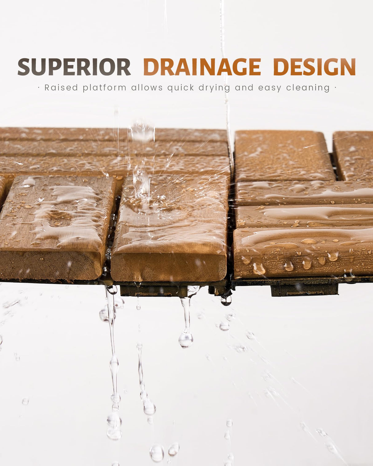 Upolana 9 PCS Interlocking Deck Tiles 12" x 12", 12 Slats Outdoor Flooring Acacia Wood Patio Tiles, Waterproof Patio Flooring Decking for Balcony Backyard, Indoor and Outdoor Use Upolana