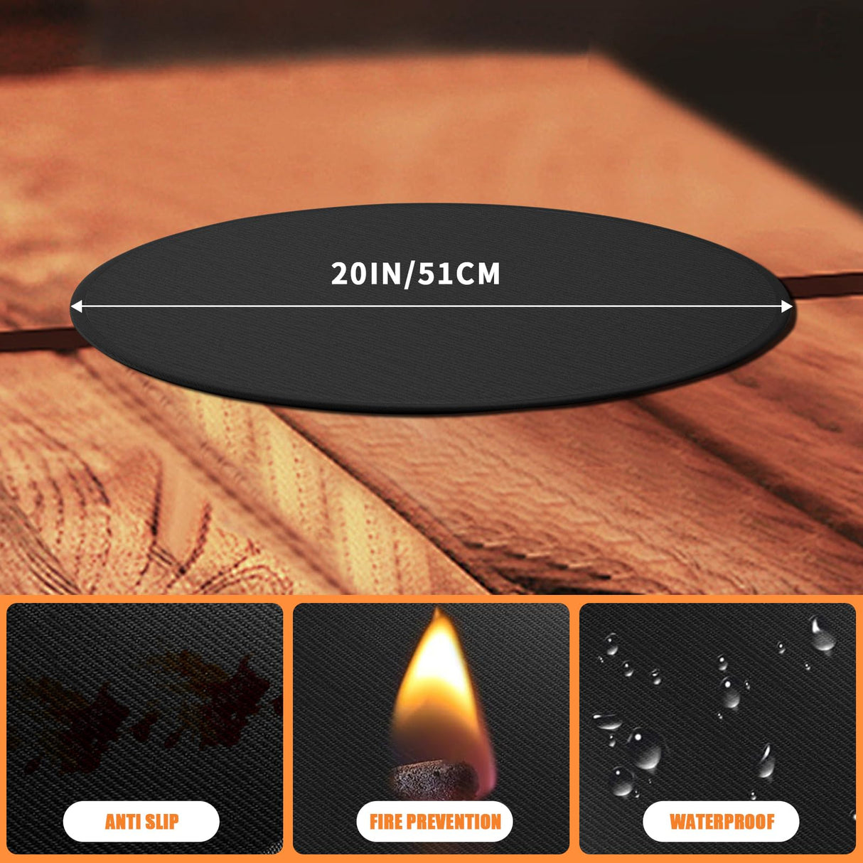 20'' Fire Pit Mat for Solo Stove Mesa/XL Tabletop Fire Pit,4-Layer Fireproof Heat Resistant Under Grill Mat, Easy-to-Clean Waterproof & Non-Slip for Table Top Protection GIESIOE