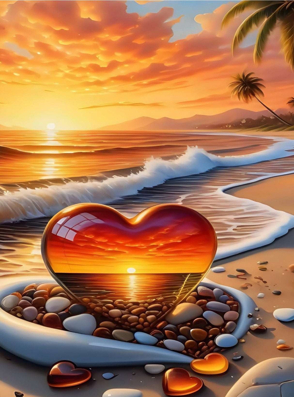 BYGFHLYW Beach Diamond Art Kits for Adults, Landscape Love Diamond Painting Kits for Adults Beginner, Round Full Drill Gem Painting Diamond Dot Gem Art Kit Home Wall Decor 12x16 inch BYGFHLYW