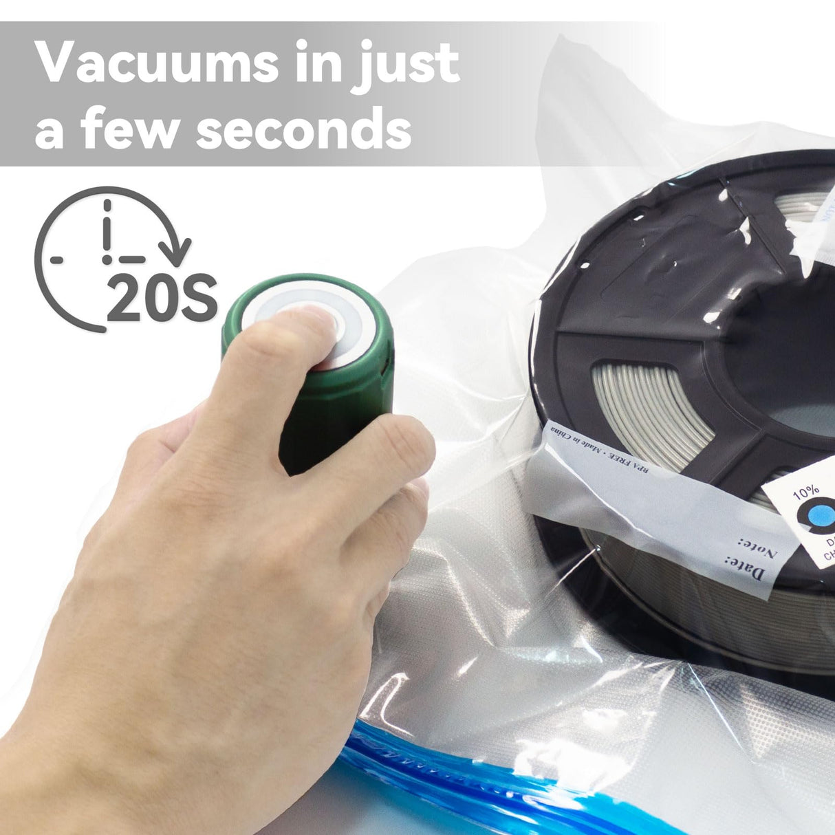 YOOPAI Filament Storage Bags Kit 32 Pcs with Auto Pump, 10 Filament Vacuum Storage Bags Plus 10 Desiccants/Humidity Indicator Cards and 2 Clips, Filament Storage Box Designed for Filament Storage YOOPAI