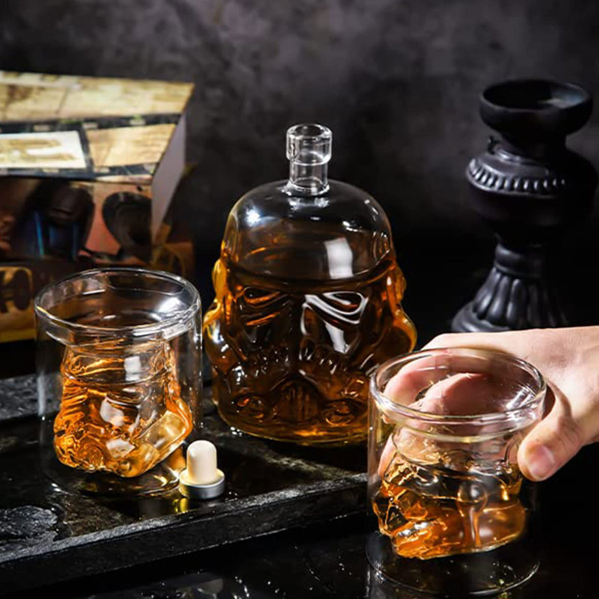 Whiskey Decanter Set Gifts for Men with 2 Wine Glasses 150ml, Whiskey Carafe for Bourbon, Vodka, liquor Decanter, Alcohol Gifts, Valentine's Day Gift for Men Dad Husband (750ml) PYPIBAWLY