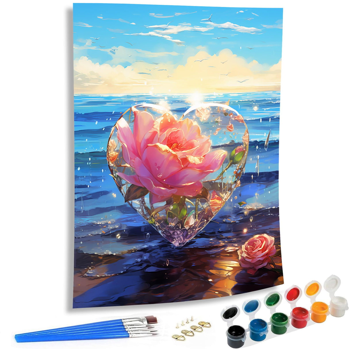 SKRYUIE Paint by Numbers Kits for Adults Love, Acrylic Oil Rose Paint by Numbers for Adults Beginner Canvas with Brushes Paintwork Art Crafts for Home Decor 16x20 inch x7 SKRYUIE