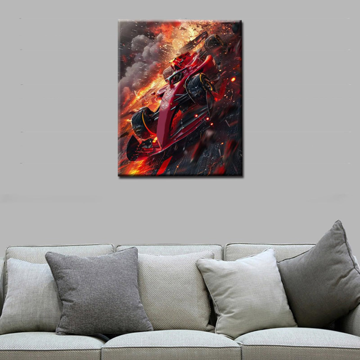 Aihonmin Flying Racing Car Paint by Number Races DIY Acrylic Painting Paint by Number Kit for Kids Adults Beginner Dramatic Style DIY Painting by Numbers Painting Arts for Boys 16x20In (Frameless) Aihonmin