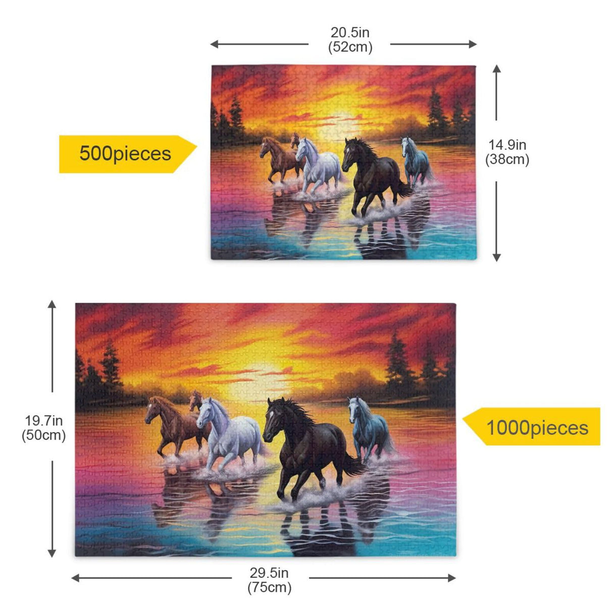 xigua Running Horse Jigsaw Puzzles for Adults 1000 Piece, Puzzles for Adults 1000 Piece Challenging Kids Teens Family Puzzle Game xigua