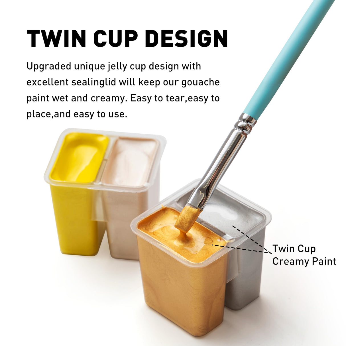 HIMI Metallic Jelly Gouache Paint Set, 12 Colors 12g, Jelly Cup Design, Travel carry, Gouache Paint Non Toxic for Canvas and Paper, Art Supplies for Professionals and Beginner HIMI