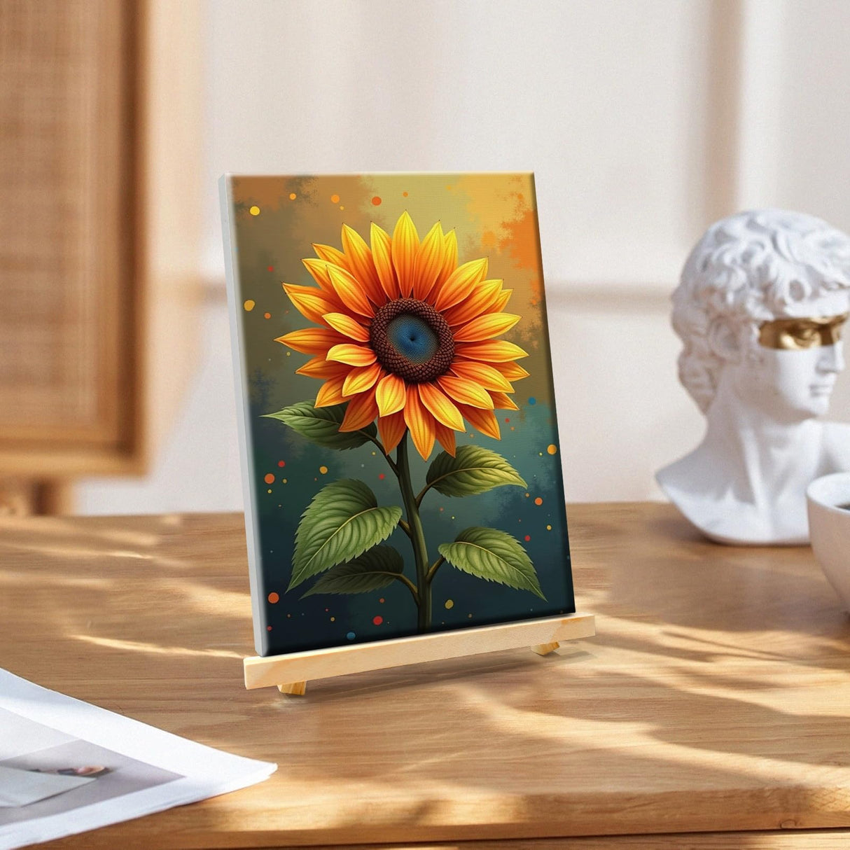 YOYA Framed Paint by Numbers Kit for Adults - Sunflower Adult Paint by Number Kits on Canvas with Easel, DIY Sunflower Paint by Number Framed Canvas for Home Wall Decor 8x12 Inch YOYA