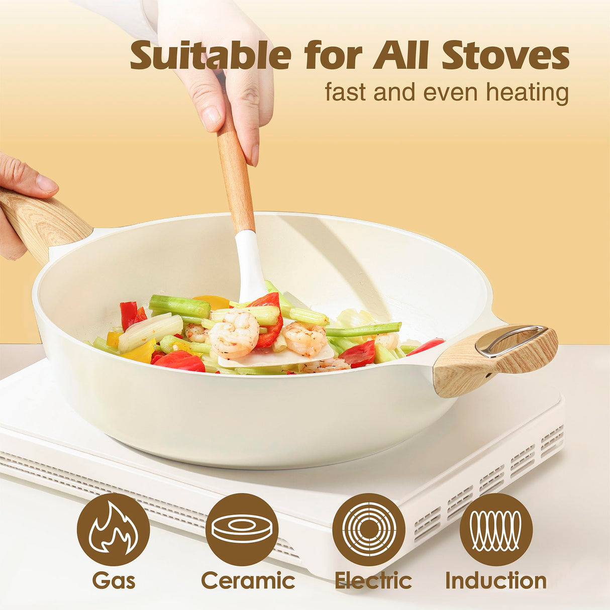 SENSARTE Ceramic Cookware Sets, Pots and Pans Set Nonstick, 20-Piece Induction Cookware, Non-toxic Healthy Non Stick Kitchen Cooking Set with Stay-Cool Handles, PFAS PTFE PFOA PFOS Free SENSARTE