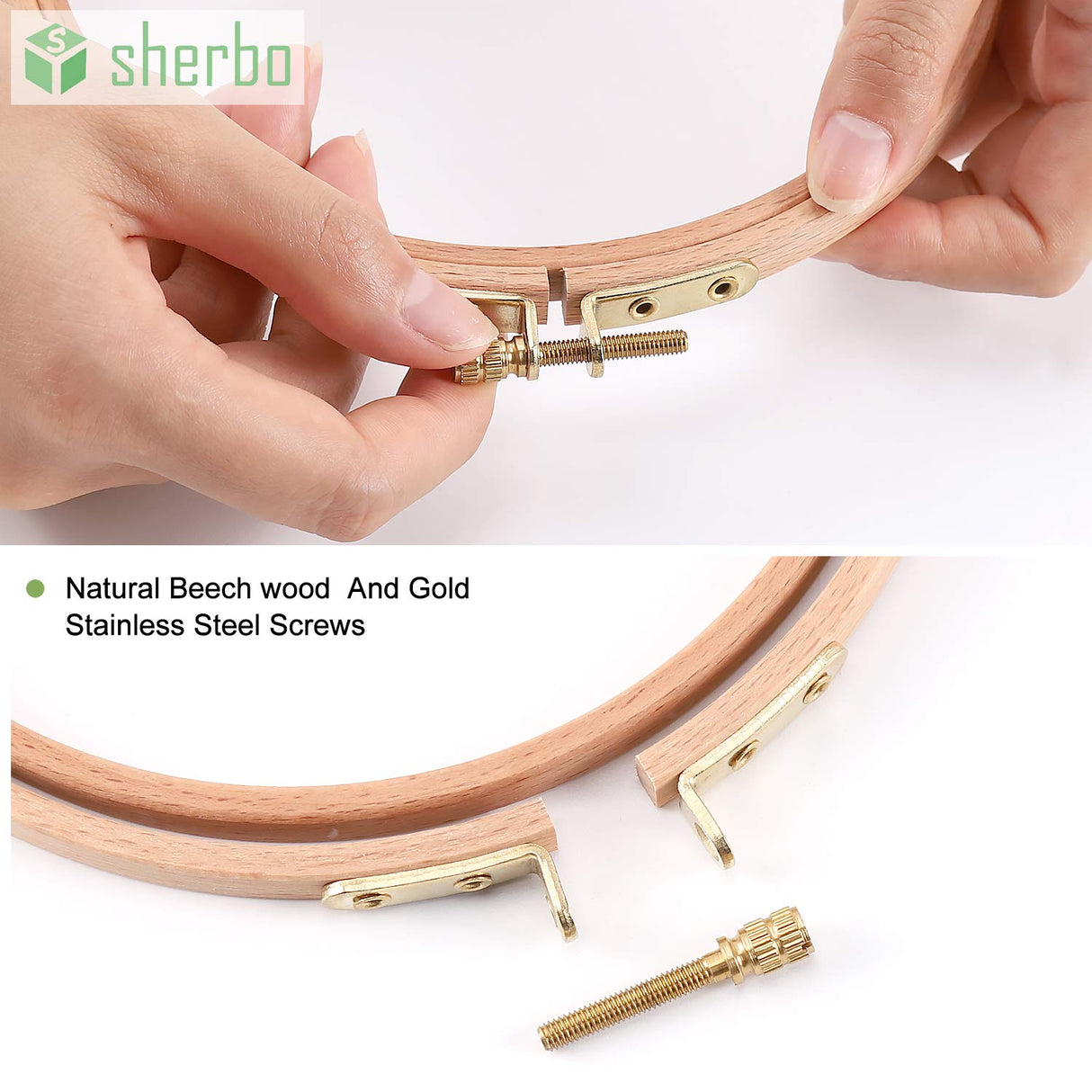 Sherbo 3 Pieces Beech Wood Embroidery Hoops Set by 4 Inch to 6 Inch Circle Hoop Ring Cross Stitch Cotton for DIY Embroidery Floss Starter of Sewing Art Kits Crafts S SHERBO