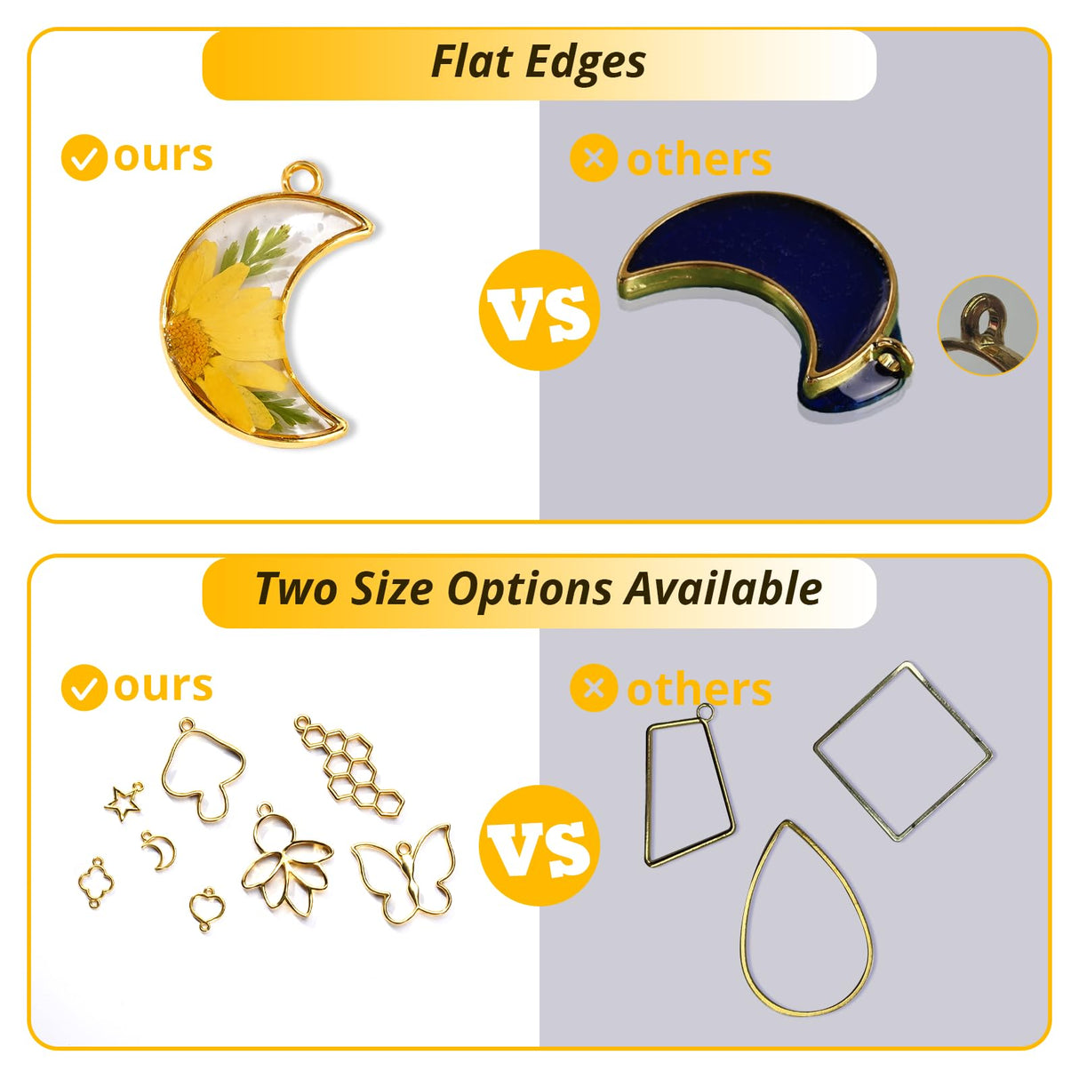 LET'S RESIN 172 pcs Open Bezels for Resin, 2 Size 36 Styles of Gold Hollow Frame Pendants Bezels with 100pcs Jump Rings, Unique Resin Bezels for Jewelry Making, Necklaces Earrings Making Supplies LET'S RESIN