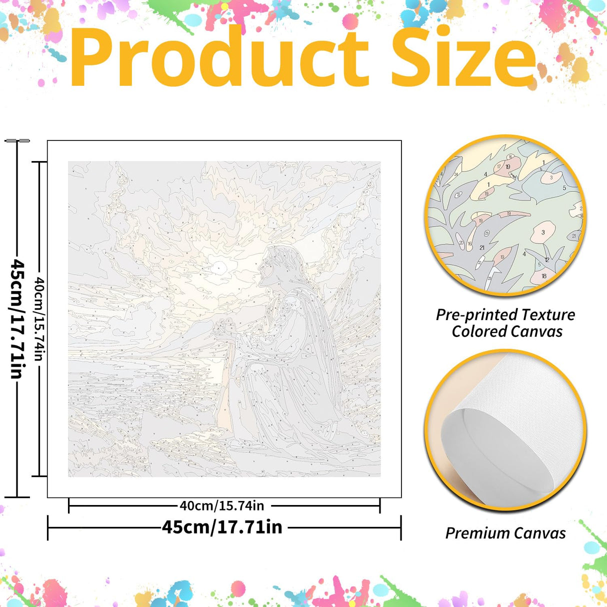 Paint by Numbers Kit for Adults, Jesus Paint by Numbers Kit for Adults Beginners, DIY Acrylic Painting on Canvas for Home Wall Art Decor(16x16Inch Mandun