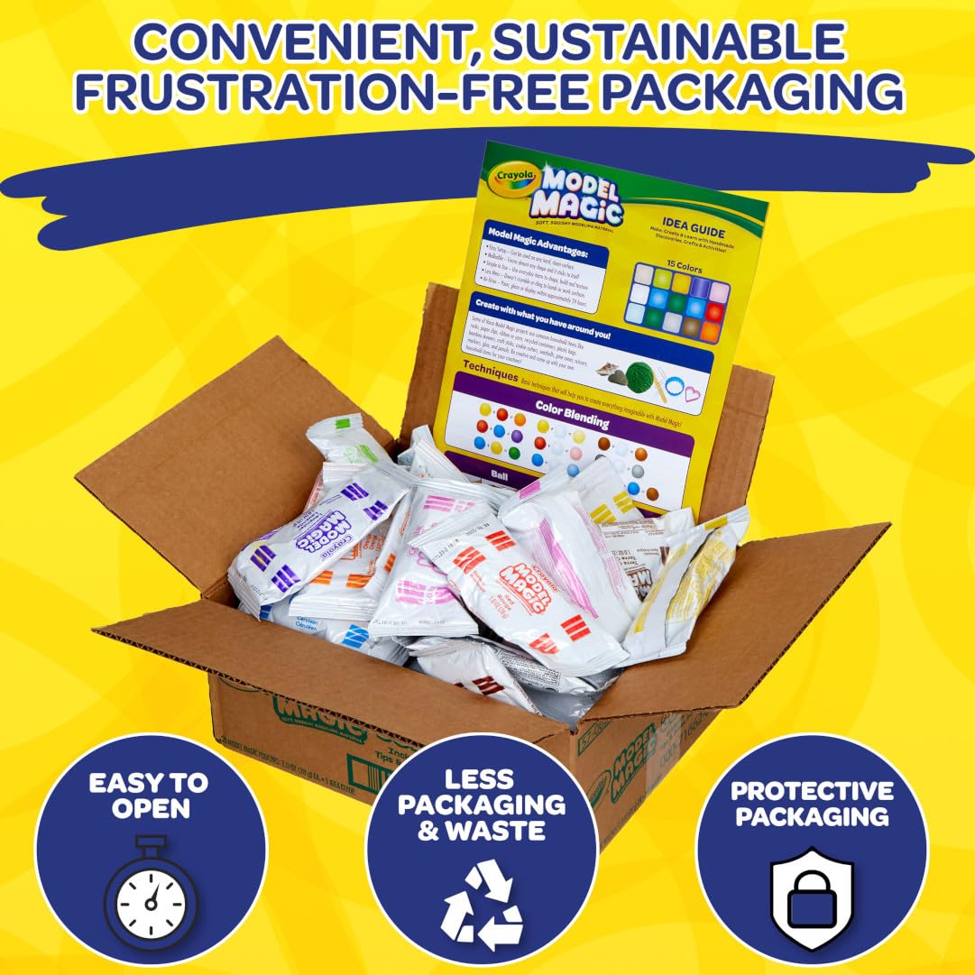 Crayola Model Magic (30pk), Bulk Modeling Clay Alternative, Air Dry, Kids Arts & Crafts, Classroom Supplies for Teachers, 15 Colors, 1oz Crayola