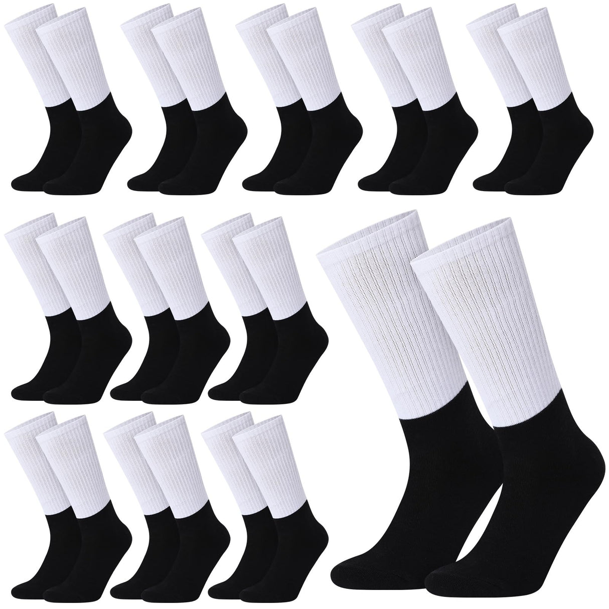 Cozypower 12 Pairs Sublimation Socks Blank Sublimation Printable Socks Heat Transfer Cotton Socks Unisex Athletic Crew Socks for Present DIY Personalized Socks Women Men Cozypower