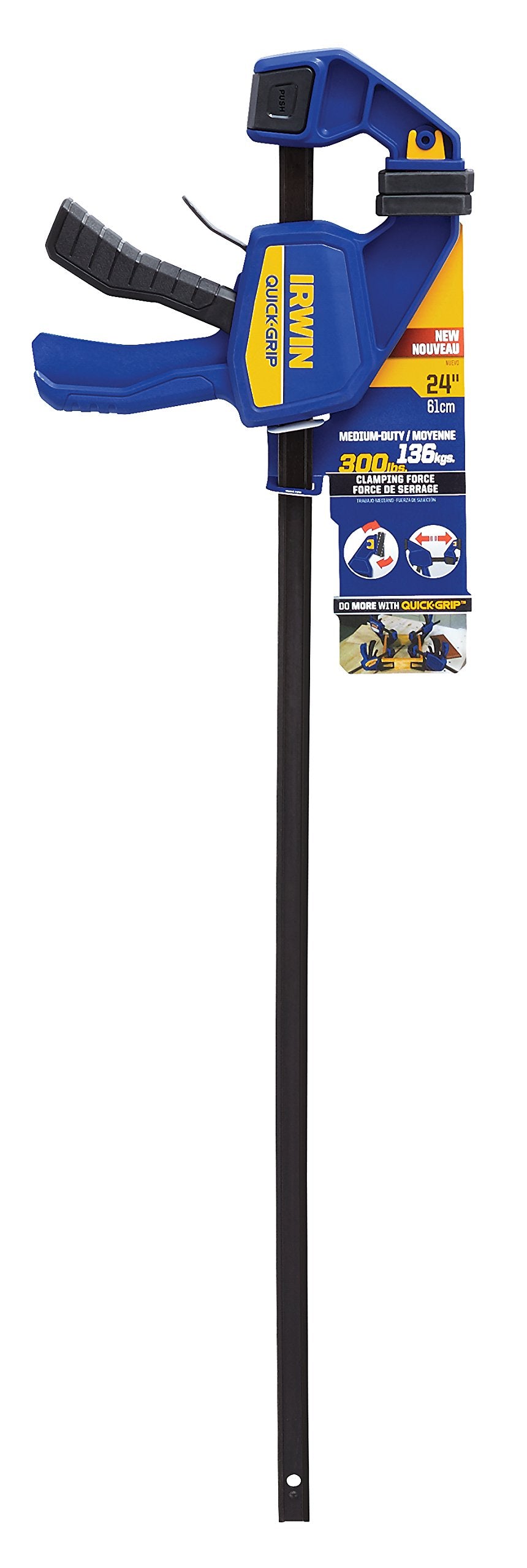 IRWIN QUICK-GRIP Bar Clamp, One-Handed Clamp/Spreader, 24-Inch (1964720), Blue IRWIN