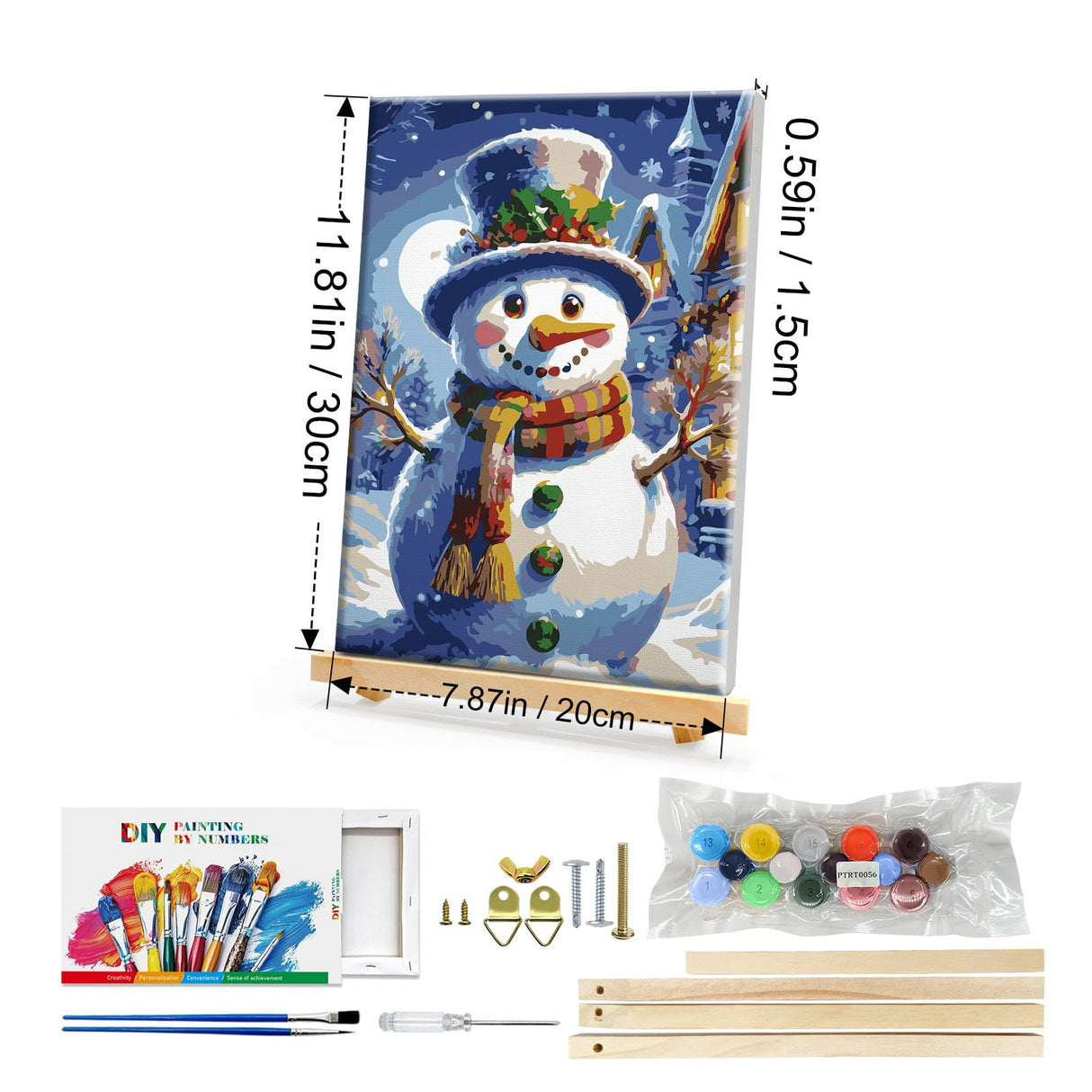 HeeBenor Framed Christmas Paint by Numbers Kit for Adults Beginner, Snowman Paint by Number with Easel, DIY Christmas Adult Paint by Number Kits on Canvas Framed 8x12 Inch for Home Wall Decor HeeBenor