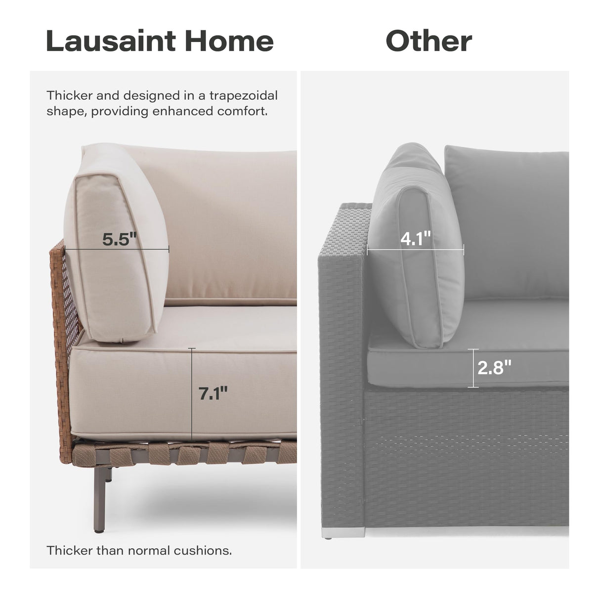 LAUSAINT HOME Outdoor Patio Furniture Set, 10-Piece Wicker Outdoor Conversation Set PE Rattan Sectional Sofa with Washable Cushions and Tempered Glass Table for Garden (Beige) LAUSAINT HOME