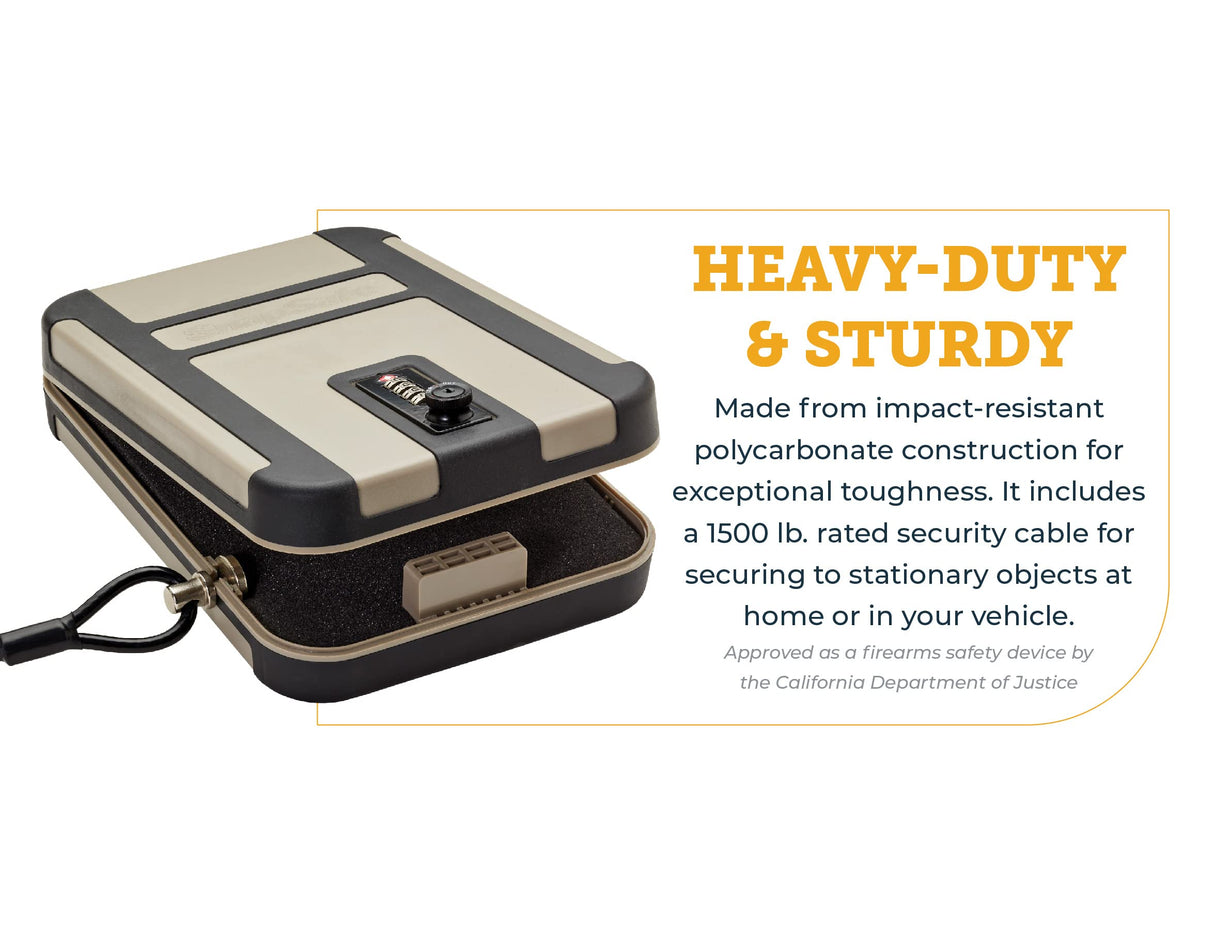SnapSafe Treklite Combination Lock Box - Polycarbonate Portable and Lightweight Gun Lock Box - With Keyed Lock and Foam Lining - Ideal for Travel, TSA Approved - XL, 10 x 7 x 2 Inches SnapSafe
